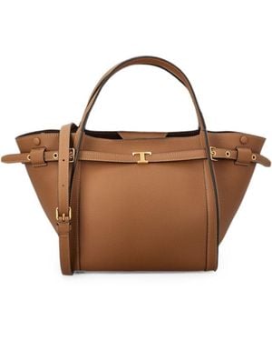 Tod's T Timeless Small Leather Tote Bag - Brown