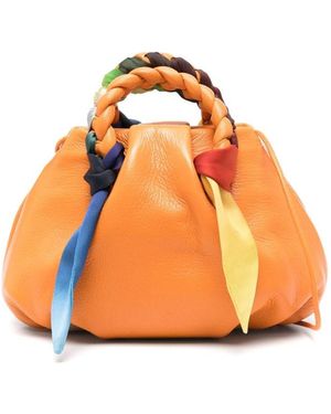 Hereu Bombon Foulard Leather Handbag - Orange