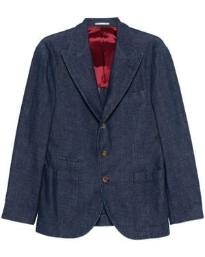 Brunello Cucinelli Denim Single-Breasted Jacket - Blue