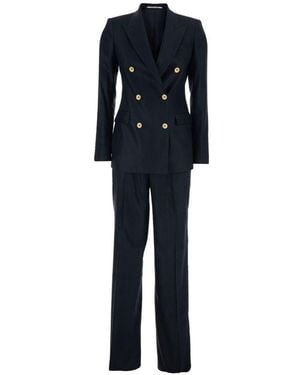 Tagliatore Linen Double-Breasted Suit - Blue