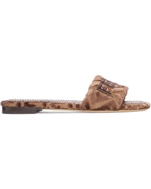 Fendi Sunshine Velvet Sandals - Brown