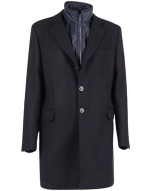 Fay Bottoned Wool Coat - Blue