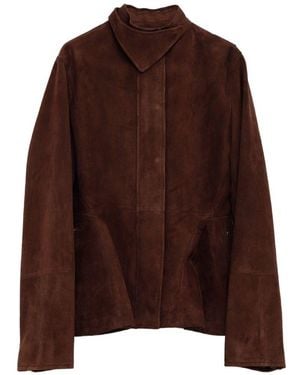 Alaïa Peplum Leather Jacket - Brown