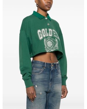 Tシャツ・カットソー Golden Goose CROPPED FLEECE CREW NECK CRYSTAL Golden Goose crystal-embellished Cotton Sweatshirt | Grey