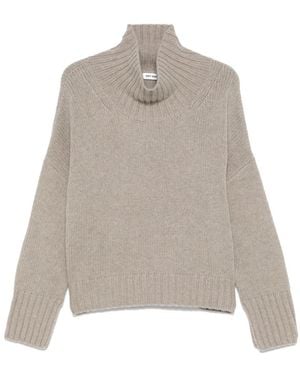 Soft Goat Girlfriend Cashmere Turtle-Neck Sweater - Natural