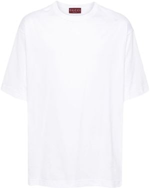 Gucci Embroidered Logo Cotton T-Shirt - White
