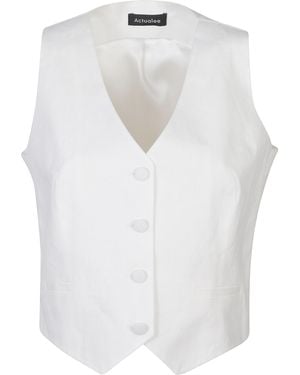 ACTUALEE Linen Vest - White