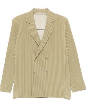 Homme Plissé Issey Miyake Pleated Single-Breasted Jacket - Natural