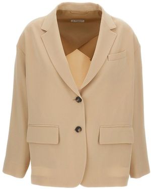 Alberto Biani Cady Single-Breasted Jacket - Natural