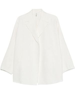Boboutic Cotton And Linen Long Blazer - White