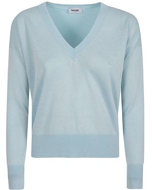 Base London Maglia Scollo A V - Blu
