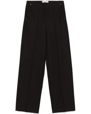 Fendi Wide Leg Wool Trousers - Black