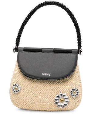 Loewe Pescador Daisy Medium Rafia Handbag - Metallic