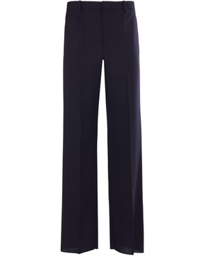 Saint Laurent High-Waisted Wool Trousers - Blue
