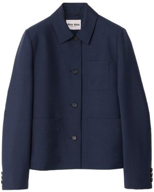 Miu Miu Wool Single-Breasted Jacket - Blue