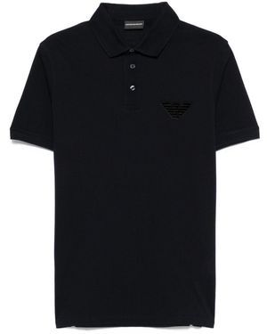 Emporio Armani Logo Cotton Polo Shirt - Black