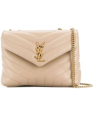 Saint Laurent Loulou Small Leather Shoulder Bag - Natural
