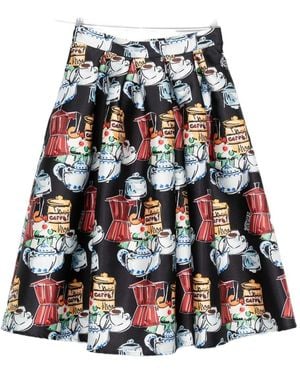 ALESSANDRO ENRIQUEZ Printed Midi Skirt - White