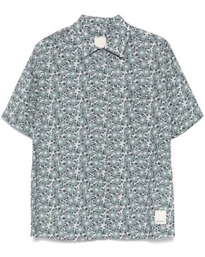 Emporio Armani Printed Linen Blend Shirt - Grey