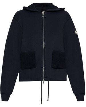 Moncler Logo Zipped Hoodie - Blue