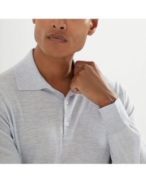 Brunello Cucinelli Cashmere And Silk Knitted Polo - Grey