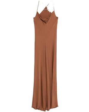 Silk95five St. Germaine Silk Long Dress - Brown