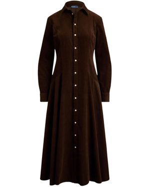 Polo Ralph Lauren Tyler Corduroy Shirt Midi Dress - Brown