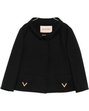 Valentino Vlogo Signature Wool And Silk Jacket - Black