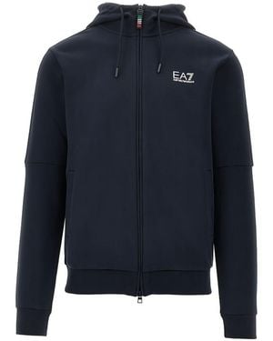 EA7 Cotton Blend Hoodie - Blue