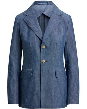 Polo Ralph Lauren Classic Button-Up Jacket With Front Pockets For - Blue