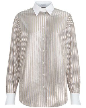 Brunello Cucinelli Striped Cotton Shirt - White