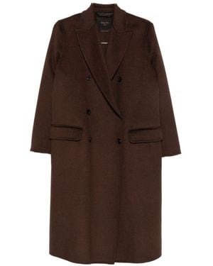 Paltò Arianna Wool Double-Breasted Coat - Brown
