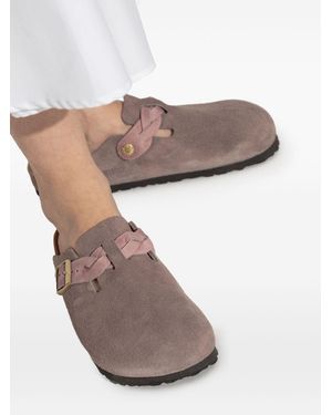 Birkenstock Boston Suede Leather Slippers - Purple