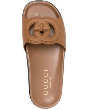 Gucci Cut Leather Sandals - Brown