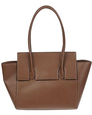 ROUNN Felice Flap Leather Tote Bag - Brown