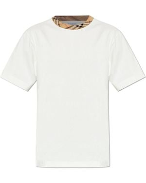 Burberry Checked Collar T-Shirt - White