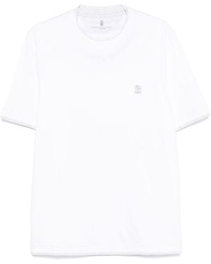 Brunello Cucinelli Logo Cotton T-Shirt - White