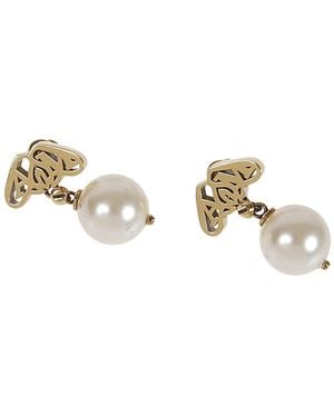 McQueen Orecchini Seal con perle bijoux - Metallizzato
