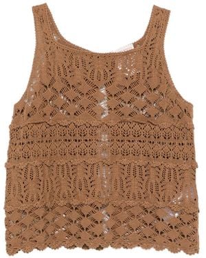 Semicouture Shelley Cotton Tank Top - Brown