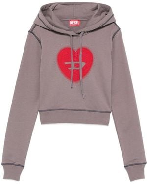 DIESEL Heart Cotton Hoodie - Grey
