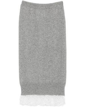 Ermanno Scervino Cashmere Midi Skirt - Grey