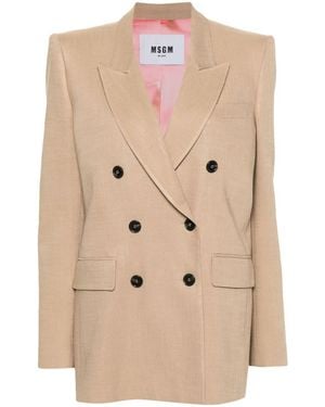 MSGM Jacket With Logo - Natural