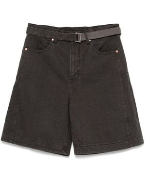 Sacai Belted Denim Shorts - Black