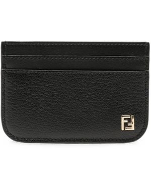 Fendi Ff Leather Card Case - Black