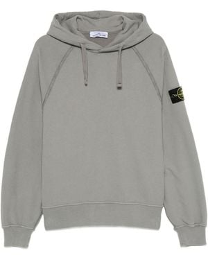 Stone Island Logo Cotton Hoodie - Grey