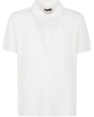 Tom Ford Piquet Polo Shirt With Traditional Collar And Button Placket - White