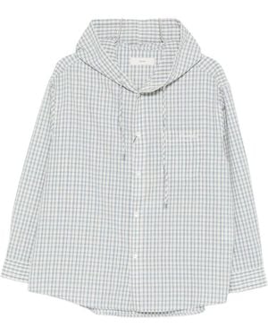 DUNST Checked Hooded Shirt - White