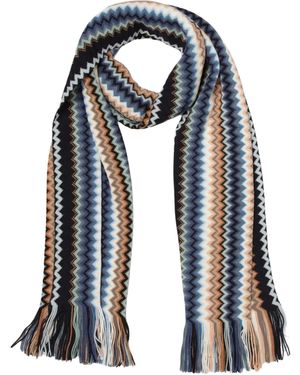 Missoni Zigzag Knit Fringed Scarf - Blue