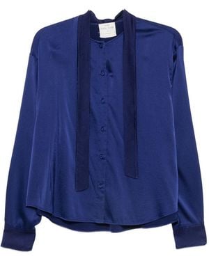 forte_forte Silk Bow-Tie Shirt - Blue
