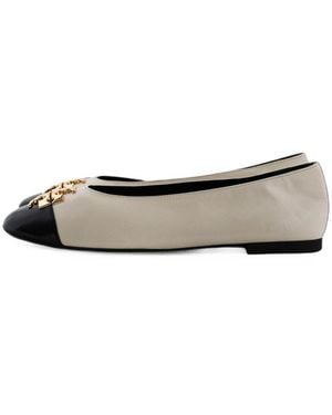 Tory Burch Charlie Leather Ballet Flats - White